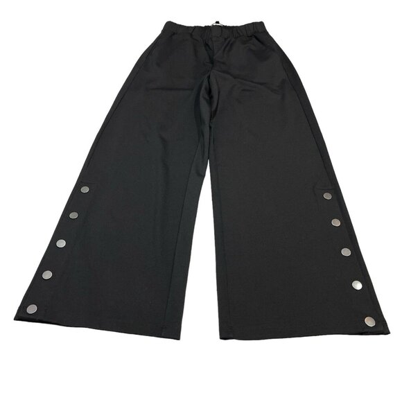 Universal Standard Pants - Universal Standard Stephanie Wide Leg Ponte Womens XS 10-12 Black Snap Leg Hem